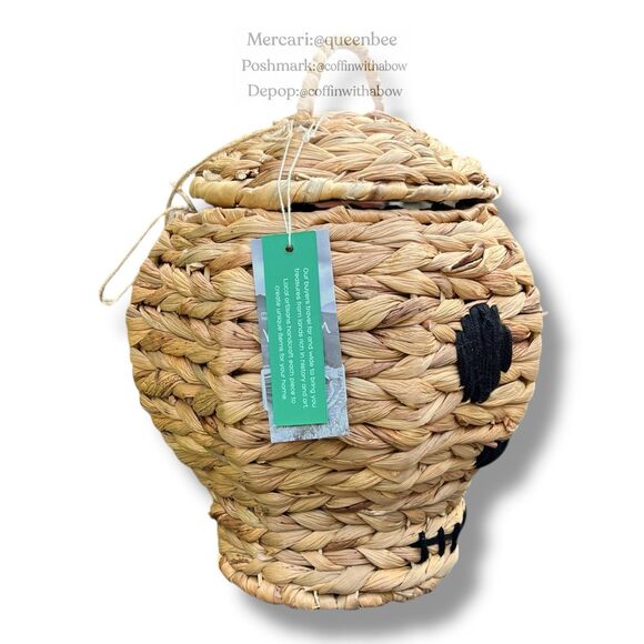 Skull Shaped Woven Basket with Lid Boho Halloween Decor - Picture 5 of 7